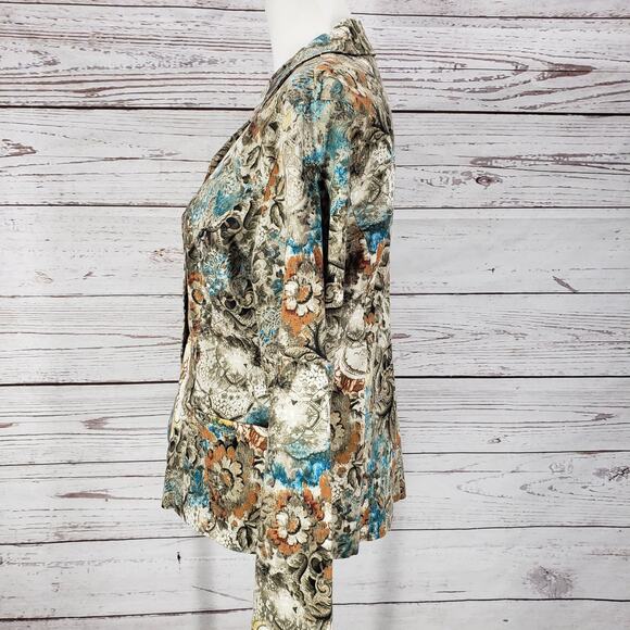 Chico's Womens Floral Pockets Button Front Jacket Size 1 - Picture 6 of 10